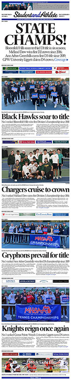 Sunday, Oct. 16, issue (boys tennis championships) of StudentandAthlete.org