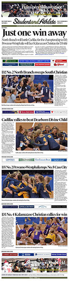 Saturday, Nov. 19, 2022 front page StudentandAthlete.org: 2022 MHSAA volleyball semifinals