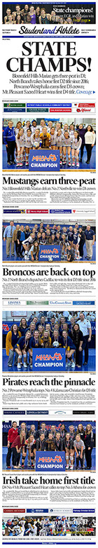 Sunday, Nov. 20, 2022 front page StudentandAthlete.org: 2022 MHSAA volleyball championships