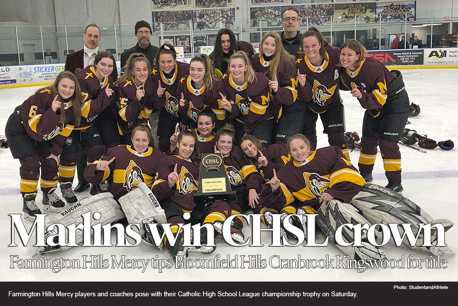 2020 Catholic High School League Girls Hockey Champion: Farmington Hills Mercy. 