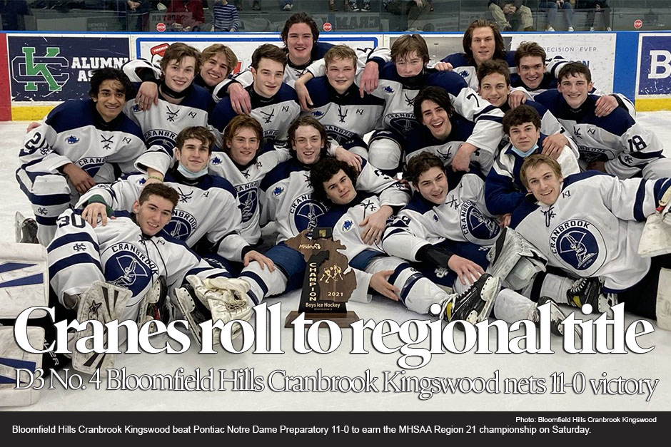 Boys hockey: Division 3 No. 4 Bloomfield Hills Cranbrook Kingswood beat Pontiac Notre Dame Preparatory 11-0 on Saturday, March 20, 2021