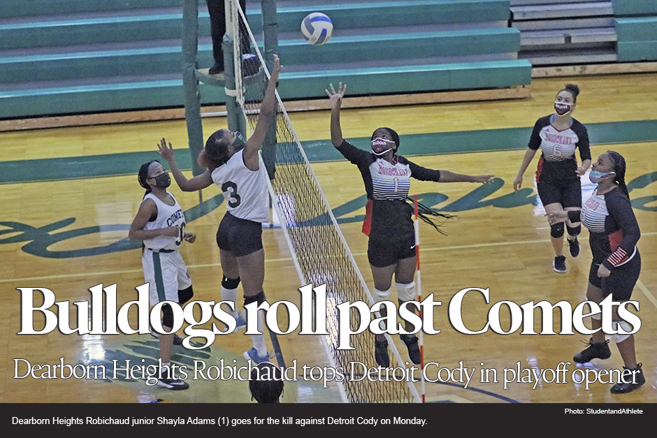 Volleyball: Dearborn Heights Robichaud beats Detroit Cody 3-0 in playoff opener on Monday, Nov. 2, 2020.