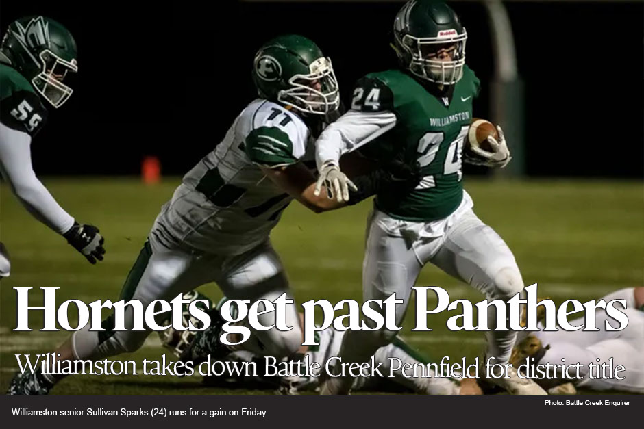 Williamston football grinds out district championship win over Pennfield 