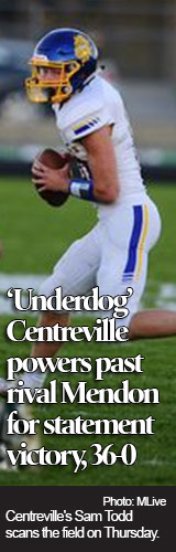 ‘Underdog’ Centreville makes statement with 36-0 win over rival Mendon 