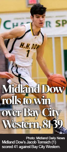 Dow's Jacob Tomsich scores 41 in hoops win over BCW 