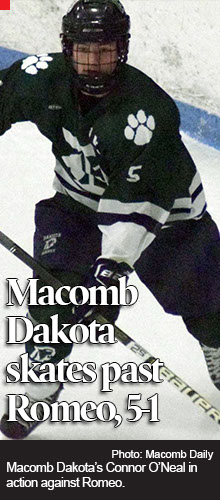 Dom Romanelli has hat trick as Dakota defeats Romeo in MAC Red hockey game 