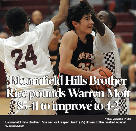 Boys basketball: Bloomfield Hills Brother Rice beats Warren-Mott 85-41 on Monday, Jan. 6, 2020.
