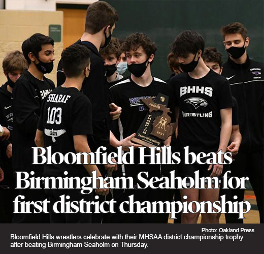 Bloomfield Hills wins first district wrestling championship 