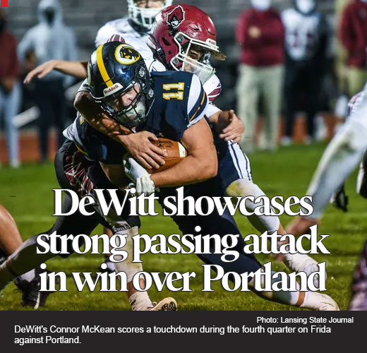DeWitt football showcases strong passing attack in season-opening win over Portland 