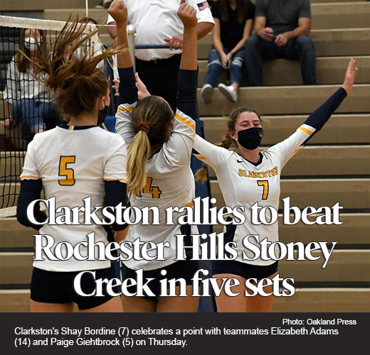Clarkston rallies to beat Stoney Creek in five sets 