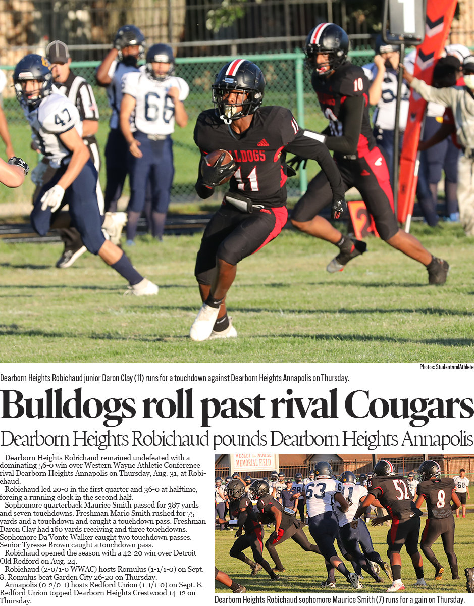Michigan high school football: Dearborn Heights Robichaud beats Dearborn Heights Annapolis 56-0 on Thursday, Aug. 31, 2023